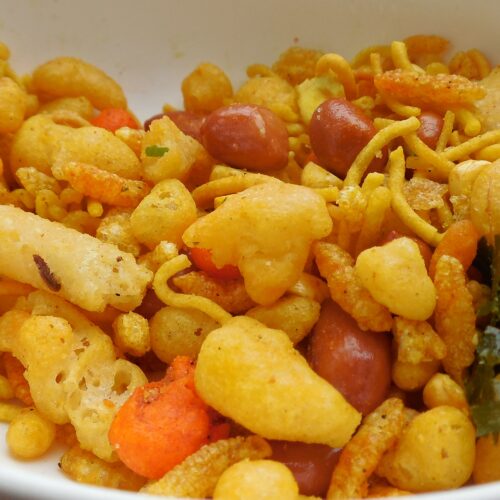 Illustrative Spicy Indian mixture snack photograph, not actual Naativa Ruchi packaging