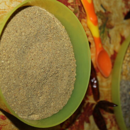 Illustrative photograph of Rasam powder, not actual packaging